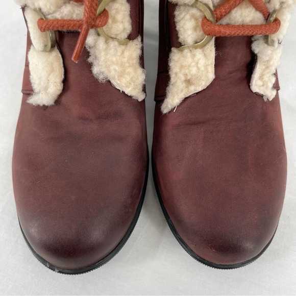 Sorel Joan of Arctic II Cattail Leather Suede Shearling Trim Wedge Mid Boots 9 - Picture 9 of 16
